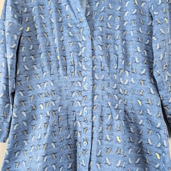 NIC+ZOE Women's Beach Chair Button Up Shirt with Band Collar and Peplum Waist XS - Picture 4 of 12